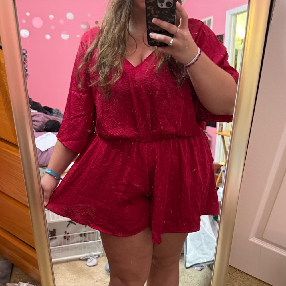 Glam Scarlet V-Neck Romper